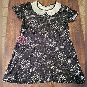 Too Fast Collared Dress Celestial Tarot A-line Mini Dress XL